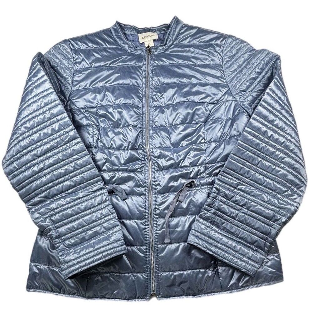 Chico's lightweight quilted sateen puffer jacket Women’s Size O